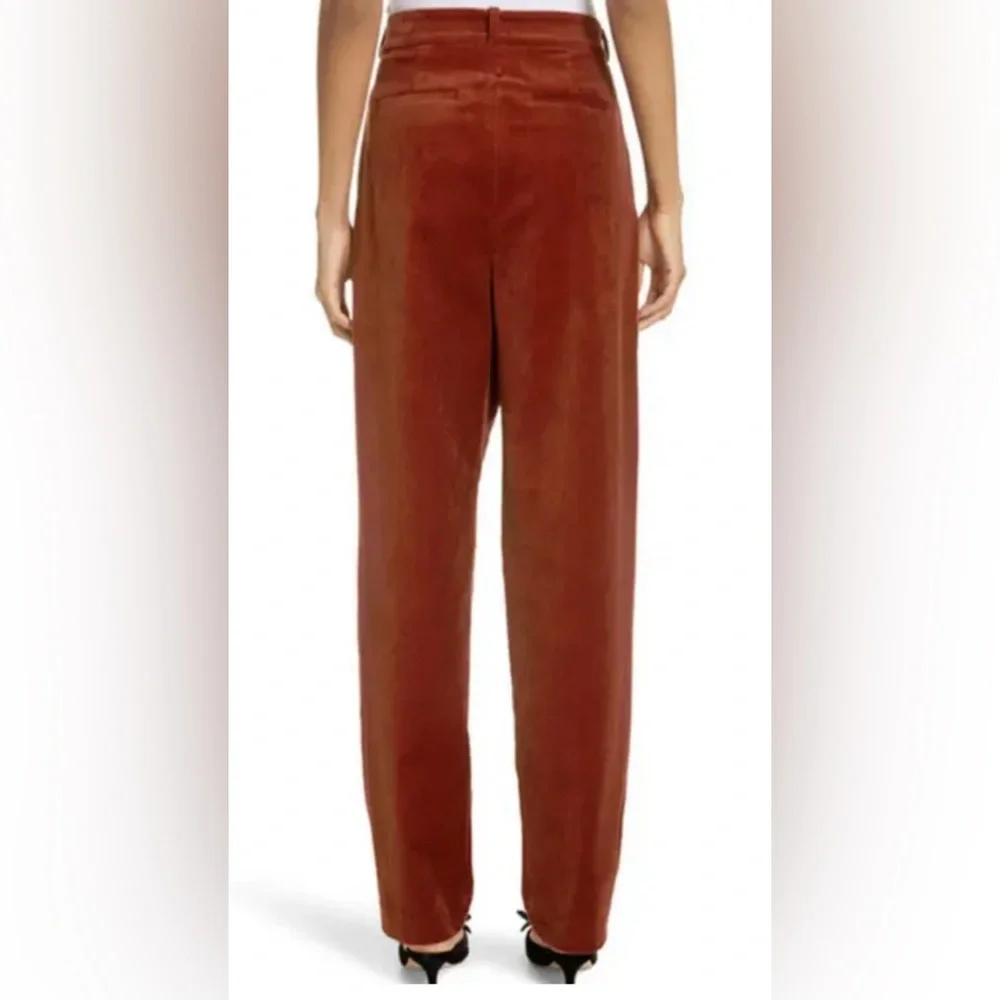 A.L.C. Pleated Tori Corduroy Straight Leg High Rise Pants Navy blue